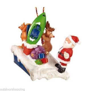 Rooftop Kayak Santa Ornament Decorations Christmas Tree Collection