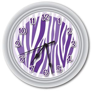 Purple Animal Zebra Print Wall Clock Canvas Room Accent Decor Party Gift