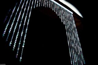 Light Blue Crystal Beaded Diamond Cut Archway Window Door Divider Art Curtain
