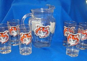 Vintage Esso Glass Water Pitcher Glasses Set Put A Tiger in Your Tank