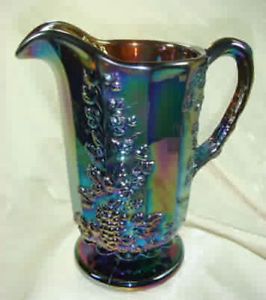 Mosser Panel Grape Water Pitcher Purple Carnival Glass