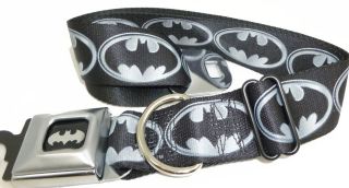 Batman Gray Logo Seat Belt Buckle Dog Collars or Leash 4 Sizes Buckle Down