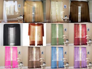 Sheer Voile Window Curtains Drape Panel Treatment or Scarf Assorted Solid Color