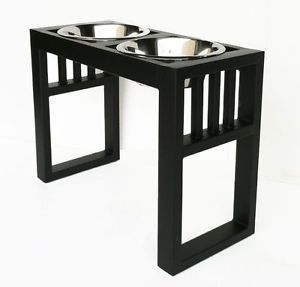 Libro Double Diner Raised Elevated Wrought Iron Dog Pet Food Dish 2 Bowls Set