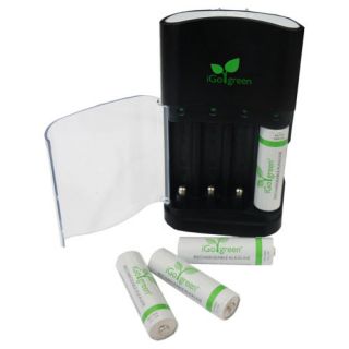 Igogreen Green Energy Battery Charger 4 AA Rechargeable Alkaline Batteries