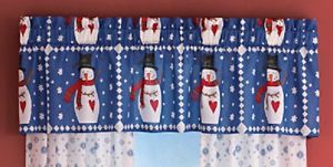 Christmas Snowflake Snowman Primitive Country Heart Window Valance Curtain
