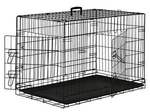 Black Dog Cage Crate Suitcase Folding Animal Kennel Pet Puppy Pen ABS Tray Pan