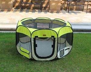 New Small Yellow Pet Dog Cat Tent Playpen Exercise Play Pen Soft Crate