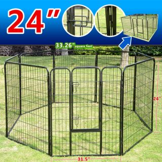New Black 8 Panel 24" 32" 40" Heavy Duty Pet Playpen Dog Exercise Pen Cat Fence