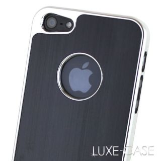 Sleek Brushed Aluminum Metal Black Silver Slim iPhone 5 Hard Case Cover Luxury