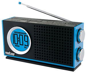 Realtone RT212L Am FM Portable Dual Alarm Clock Radio Blue
