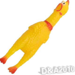 Screaming Yellow Rubber Chicken Pet Dog Toy Squeak Squeaker Chew Toy Gift 3 Size