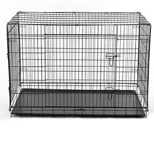 42" Double 2 Door Dog Cage Folding Pet Crate House Steel Portable New Black