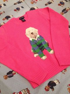 Ralph Lauren Girls Dog Sweater XS Girls XL16 Dog Knit Polo Bear RL