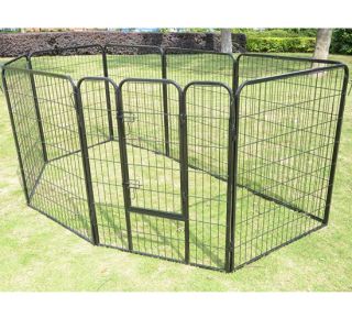 Exercise Playpen Heavy Duty Pet Dog Fence Yard Pen 8 Panel Portable Black