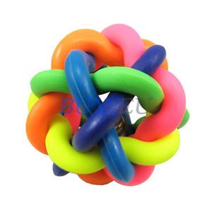 Pet Dog Cat Rainbow Color Rubber Bell Ball Toy 5 5cm