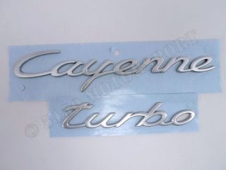 Porsche "Cayenne Turbo" 2011 2012 Decklid Emblem Matte Silver Finish Genuine