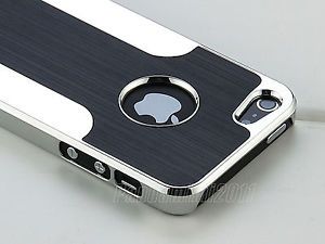 Black Luxury Brushed Aluminum Chrome Hard Case for iPhone 5 5g 6th Stylus Film