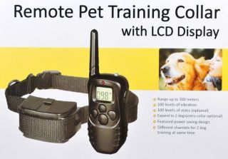 100LV Level Remote Pet Dog Training Collar with LCD Display 300 Meters Range