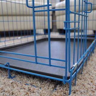 36" Blue Medium Metal Folding Suitcase Dog Cage Dog Crate 2 Doors