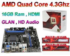 AMD x4 FX4170 Quad Core 4 3GHz CPU Processor AMD Motherboard 16GB DDR3 RAM Combo