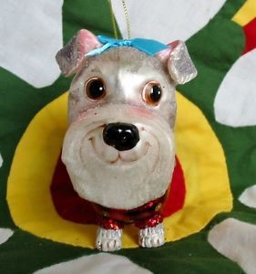 Glass Dog Christmas Ornament Schnauzer in Red Sweater