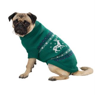 Zack Zoey Jacquard Caribou Puppy Dog Sweater Green