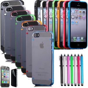 Ultra Thin Glossy Hard Case Cover Shell for Apple iPhone 5 5g 6 TH Stylus Film