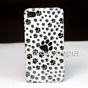 Dog Paw Print Hard Back Case Skin Cover for Apple iPhone 4 4S