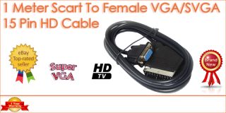 1M Meter Scart 20 Pin Lead to 15 Female HD s VGA Video TV LCD Sky Box Plug Cable