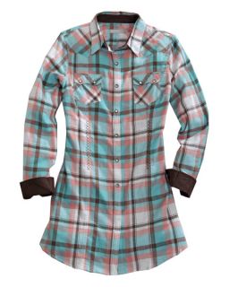 Tin Haul Womens Shirt Western L s 100 Cotton Blue Dutch Plaid Snap 0500