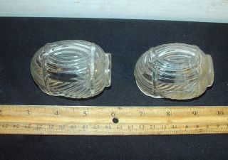 Two Vintage Glass Bird Cage Feeders EX