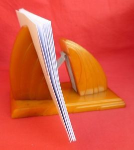 Art Deco Carvacraft Amber Phenolic Bakelite Catalin Desk Top Letter Paper Clip