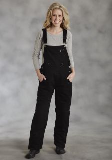 Roper Womens Inside Lined Overalls Black 10oz Cotton Canvas Western Work 603