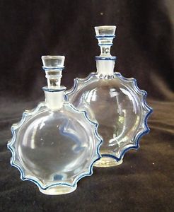 Pair of 2 R Lalique Art Deco French Commercial Perfume Bottles Requete for Worth