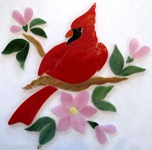 Precut Stained Glass Art Kit Cardinal Bird Mosaic Stepping Stone Tile Inlay