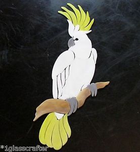 Precut Stained Glass Art Kit Cockatoo Bird Mosaic Stepping Stone Tile Inlay