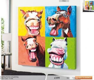 Dwell Laughing Horse Painting Large Abstract Art Hand Painted Oil Canvas Board