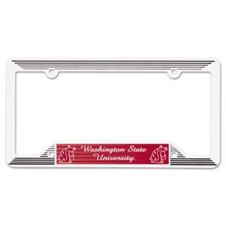 Washngton State University Cougars License Plate Frame Made in USA White Plastic