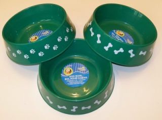 Large Plastic Dog Food Water Dish Bowl with Paw Prints Pawprints and Bones