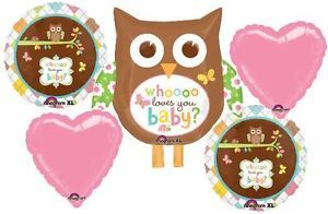 Who Loves You Baby Owl Baby Shower Balloons Bouquet Supplies Decorations Girl