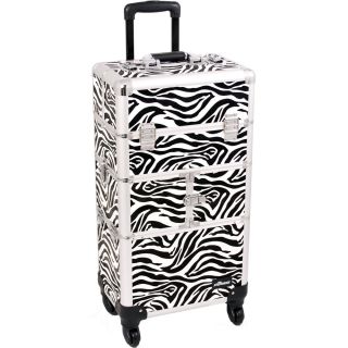 Leopard Print Textured 2 in 1 Cosmetic Large Rolling Makeup Case 3564LPBR