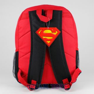 DC Comics Superman Backpack s Logo Red Black 16" Large Boys School Book Bag