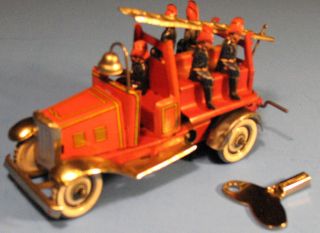 German Tin Fire Engine Penny Toy Clockwork Motor