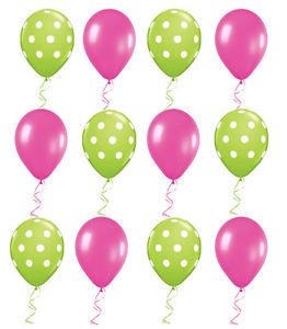 Lime Green Polka Dots and Pink 11" Latex Balloons 12ct Party Balloons