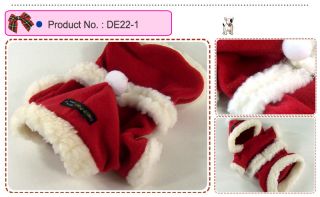 Dog Cat Clothes x mas Santa Claus Costume Fleece Thick Hoodie DE22 Coats Sz S