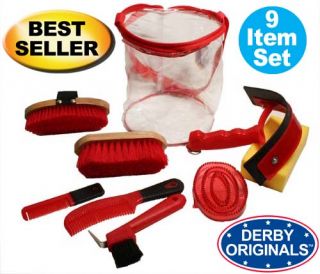 Derby Originals Deluxe Horse Grooming Kit 9 Items Red 91 7034