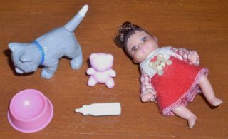 Mattel Happy Family Neighbor Barbie Baby Krissy Doll with Clothes Pet Kitten