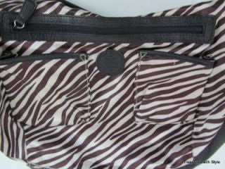 Dana Bushman Black Hobo Shoulder Bag Purse Handbag Zebra Animal Print Liner