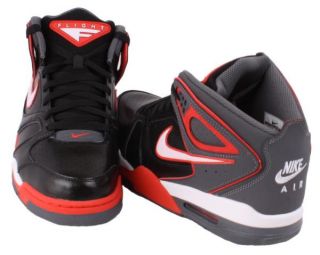 Nike Air Flight Falcon Mens Black White Dark Grey Red High Top Basketball Shoes